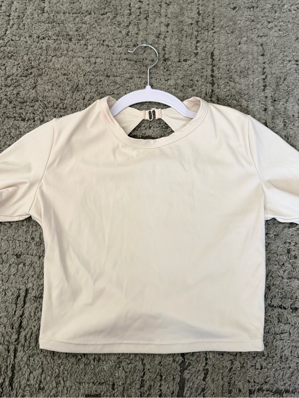 Cream Short Sleeve Open Back Top